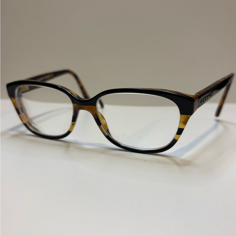 COACH EYEGLASSES 5443 (Black Tort Gltr Varsity Stripe) 52•16•140 COACH GLASSES - Picture 2 of 13
